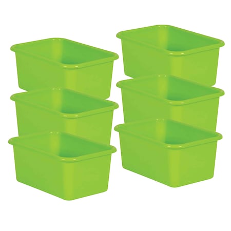Teacher Created Resources Storage Bin, Plastic, Lime Green, 6 PK 20382